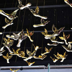 Creative Gold DIY Flying Bird Decorative Hanging Ornaments for Ceiling Light Wedding Kindergarten Shopping Mall Home Window Decoration (10, Gold)