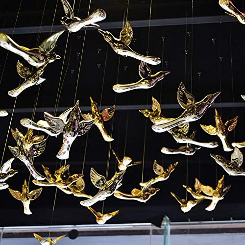 Creative Gold DIY Flying Bird Decorative Hanging Ornaments for Ceiling Light Wedding Kindergarten Shopping Mall Home Window Decoration (10, Gold)