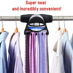Primode Motorized Tie Rack Closet Organizer with LED Lights Includes J Hooks for Wired Shelving Stores Up to 72 Ties & 8 Belts Operates with Batteries