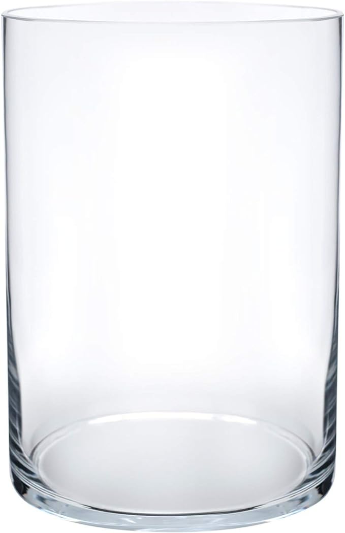Royal Imports Flower Glass Vase Decorative Centerpiece for Home or Wedding - Cylinder Shape, 8" Tall, 5" Opening, Clear