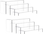 Anglelife 8 Pieces 2 Set (7”L~8”L~9”L) Large Display Risers, 4" Wide Clear Rectangular Stand Shelf for Showcase Collectibles, Acrylic Cake Shelves for Retail Desktop Jewelry Funko Pop Figures