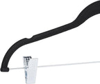 Amazon Basics Velvet Non-Slip Skirt Clothes Hangers with Clips, 360 Degree Rotatable Hook, Organize Pants and Skirts, Black/Silver, 24-Pack