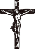 Black Metal Cross Wall Decor - Two Nails Crosses Design, Hollow Out Artistic Hanging Ornament for Home Church Decoration（12.6"x16.5"） (Crucifix Cross)