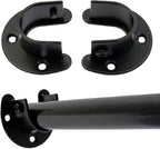 4PCS Heavy Duty Stainless Steel Closet Rod Bracket - 1 Inch Diameter U Shaped Socket Flange Holder End Supports, Black