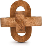 Tassels Acacia Wood 3 Link Wooden Knot Hand Carved Wooden Chain Links for Coffee Table Décor (4" X 4" X 4")