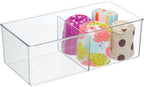 mDesign Storage Box with 2 Compartments - Practical Bedroom Storage Box - BPA Free Plastic Clothes Box - 6" x 12" x 4" - Set of 2 - Clear