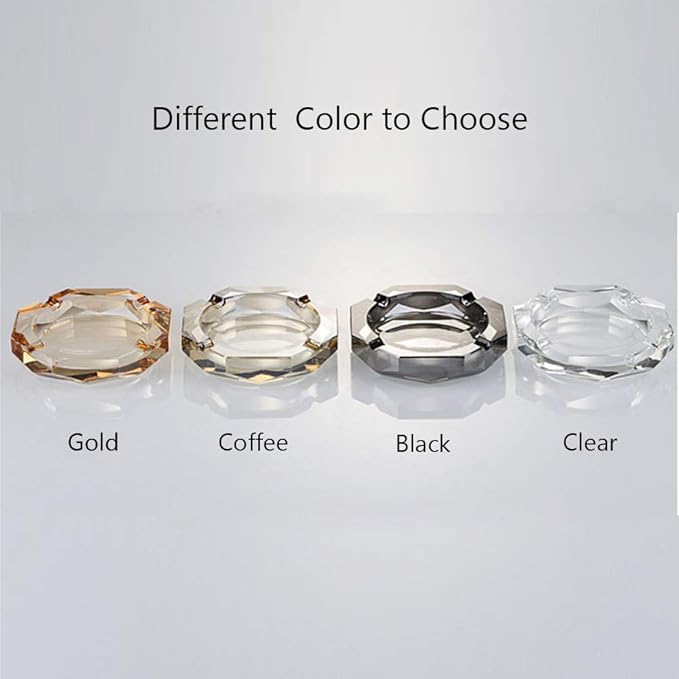 Crystal Glass Ashtray, Octagon Ash tray Cigar Cigarettes Ashtray Holder Office Home Desktop Tabletop Decoration,Crystal Black