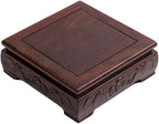 GOLDY&WENDY Square Solid Wood Base Handmade Carved Rosewood Display Stand Vase Teapot Aquarium Lamp Pedestal