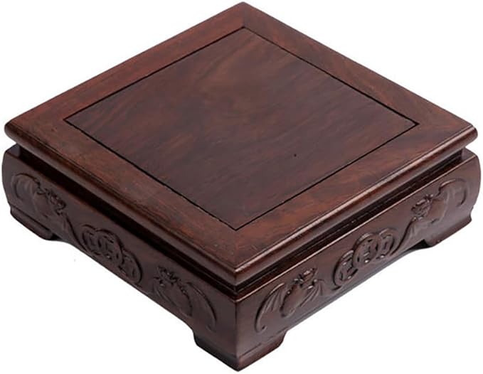 GOLDY&WENDY Oriental Decorative Stand Indoor Wooden Square Vase Plant Ginger Jar Pedestal Display Risers Home Decor Base