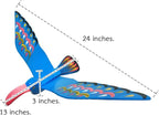 WitnyStore Wooden Bird Mobile 24" Blue Long Red Beak Hand Made Painted Wood Flapping Wing Birds Hanging Ceiling Decor Wind Chimes Handcrafted Art Animal Decorative Collectibles Décor Gifts Souvenirs
