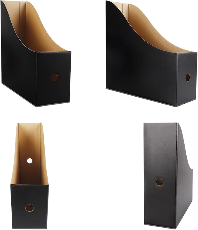 Limitliho Magazine Holde, Magazine File Holder for Home, Office, Desk, 10.6'' H×10.2'' L ×3.5''W Magazine Storage Box (Black, 2 Pack)