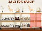 16 Pack Shoe Slots Organizer for Closet, Adjustable Shoe Stackers for a Pair of Shoes Shoe Rack Storage Shoe Space Saver 50% Shoe Shelf Display Holder for Closet