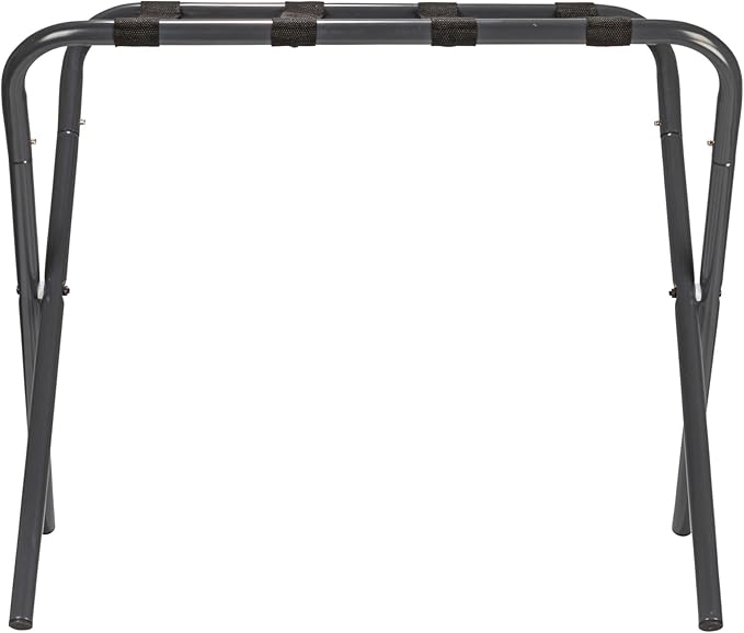 Household Essentials Luggage Rack, Grey Frame with Black Straps