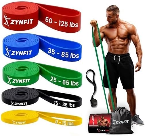 Pull Up Bands, Resistance Bands Set with Door Anchor, 5-Level Pull Up Assistance Bands for Working Out, Workout Bands for Home Gym - Get Free A.I. Workout Plan