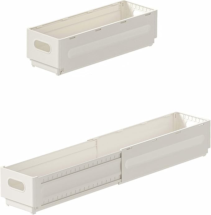 2 Pack Expandable Plastic Storage Boxes, Multi-Purpose Folding Organizer, Drawer Storage Divider For Bedroom, Kitchen And Snack Storage (s)