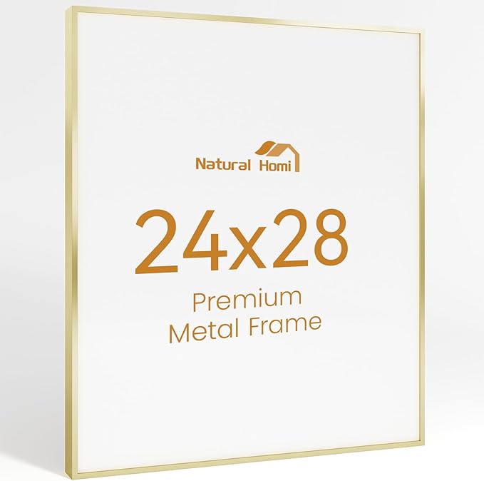 24x28 Aluminum Metal Picture Frame,Tempered Glass Gold Photo Frame 24x28 for Family Photo,Posters,Art,Document to Wall Mount Horizontally or Vertically
