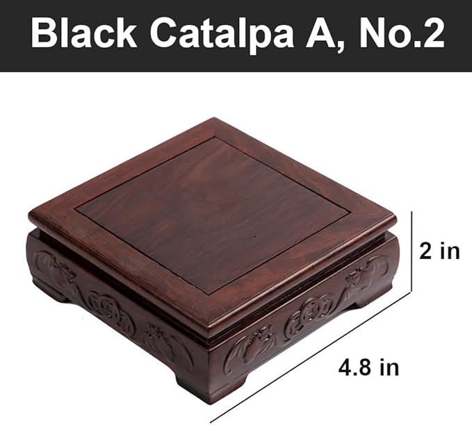 GOLDY&WENDY Square Solid Wood Base Handmade Carved Rosewood Display Stand Vase Teapot Aquarium Lamp Pedestal