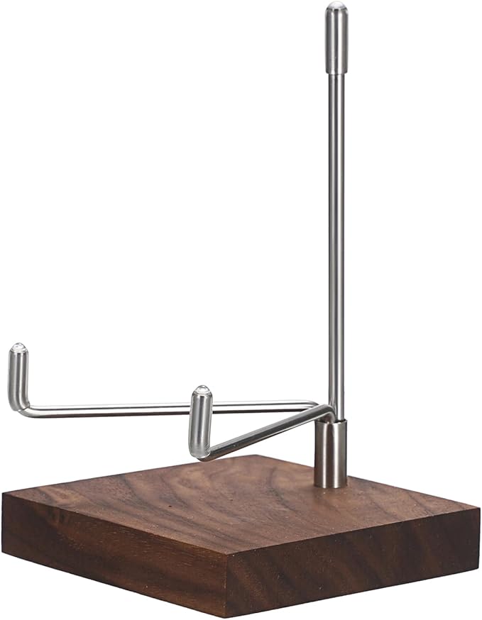 Hipiwe Rock Display Stand with Wooden Base Adjustable Metal Arms Display Stand Easel for Geode Mineral Agate Gemstones Fossils Plate and Photo,3.1"x3.1"x5"