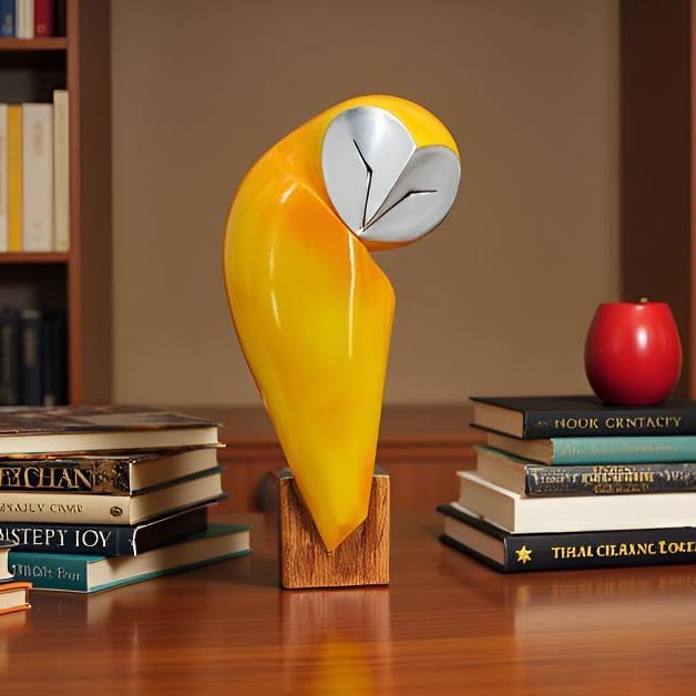 15 Inch Owl Statue for Home Decor Accents Office Decor, Handmade Resin Owl Sculpture for Bookshelf Desktop Mantel Cabinet Living Room Bedroom Decorations