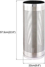 Umbrella Stand Stainless Steel Tubular Metal Perforated for Home Office Hallway - Silver