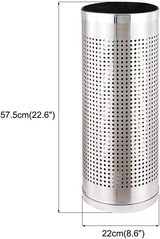 Umbrella Stand Stainless Steel Tubular Metal Perforated for Home Office Hallway - Silver