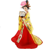 12 Inch Chinese Traditional Handicraft Silk Figurine Collectible Chinese Ancient Character Ornaments for Home Decoration(Yellow)