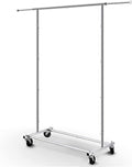Simple Trending Standard Rod Clothing Garment Rack, Rolling Clothes Organizer on Wheels for Hanging Clothes, Chrome