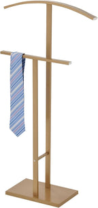 Kings Brand Furniture Dossi Modern Metal Suit Valet Stand, Clothes Rack Organizer with Jacket, Pants & Tie Holder, Space-Saving Garment Rack for Bedroom or Closet (Gold)