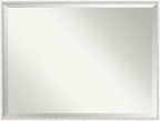 Amanti Art White Wall Mirror 31x41 Paige White Silver Rectangle Bathroom Mirror for Wall Decor Living Room, X-Large Modern Wood Frame, Hangs Horizonally and Vertically, Bathroom Decor, Beveled Edge