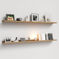 Boswillon 55.1 Inches Long Floating Shelves, 2 Set Rustic Wall Shelf for Bedroom, Nursery Book Shelf with Lip, Picture Ledge Shelf for Living Room, Bathroom, Kitchen - Oak