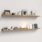 Boswillon 55.1 Inches Long Floating Shelves, 2 Set Rustic Wall Shelf for Bedroom, Nursery Book Shelf with Lip, Picture Ledge Shelf for Living Room, Bathroom, Kitchen - Oak