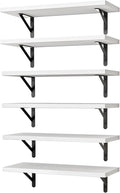YGEOMER 16.5 Inch Floating Shelves for Wall, Farmhouse Wall Shelves for Bedroom, Bathroom Storage, Living Room and Kitchen Decor (Set of 6 White)