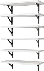 YGEOMER 16.5 Inch Floating Shelves for Wall, Farmhouse Wall Shelves for Bedroom, Bathroom Storage, Living Room and Kitchen Decor (Set of 6 White)