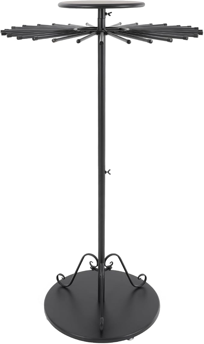 Scarf Display Stand 30-Arm Scarf Holder Organizer Freestanding Scarf Hanger 360° Rotating Rack for Home and Clothing Store (Black, 30 Rods)