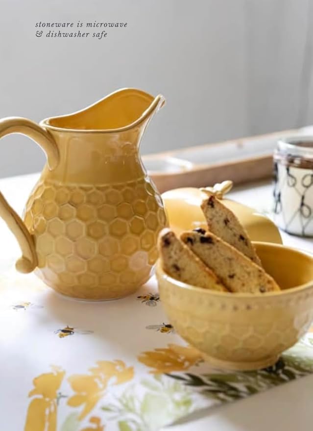 Boston International Embossed Ceramic Pitcher, 5 Cup Capacity, Honeycomb