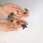 Handmade Crystal Window Car Hanging Ornaments 7 Chakra Home Decoration Feng Shui Ornament Yoga Meditation Car Decoration Tumbled Palm Stones (Tree of Life)