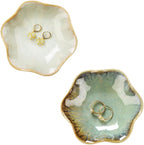 JAMEND CLXP Lotus Leaf Shape Ring Holder Dish, Small Key Bowl, Ceramic Trinket Tray Jewelry Dish Organizing Necklace Earrings for Mom Friend Sister. All Jewelries Are NOT Included. Crystal Green.