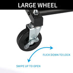 Black Simple Standard Rod Rolling Clothing Garment Rack, Metal Clothes Organizer with Lockable Wheels