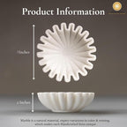 SWADESHI BLESSINGS HandCrafted Marble Ruffle Bowl/Antique Scallop Bowl/Fruit Bowl/Vintage Ring Dish/Decorative Flower Dish/HouseWarming Gift/Wedding Gifts/Urli (7 Inches)