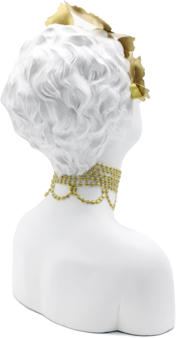 Lukitas Lady Bust Figurine Home Decor, Art Butterfly Kiss Princess Statue and Sculpture, Creative Desktop Decoration for Office Living Room, White, Resin 14.5''