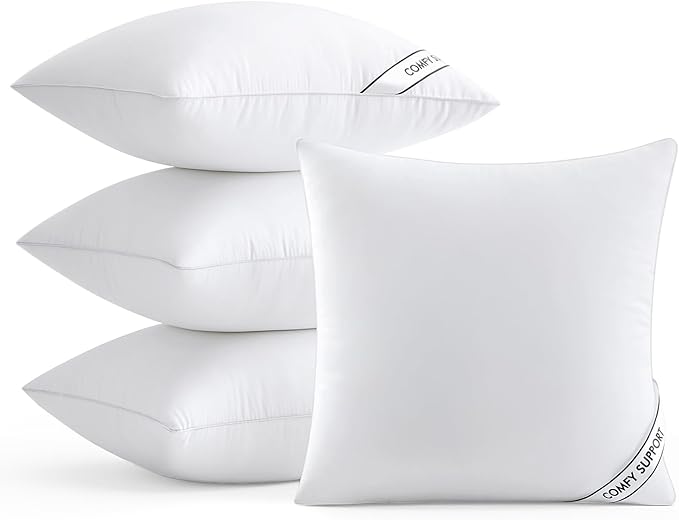 MIULEE 20x20 Inch Pillows Inserts, Pack of 4 Down Alternative Virgin Filling Comfy Support Throw Pillows for Sofa Couch Bed