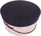 Sarah's Hat Boxes Classic Pink/Black Hat Box – 8.75" x 4.5" (Dia. x Ht.) Handmade in USA – Odorless Non-Toxic Adhesive, Cording Handle – Premium Storage for Hats & Accessories