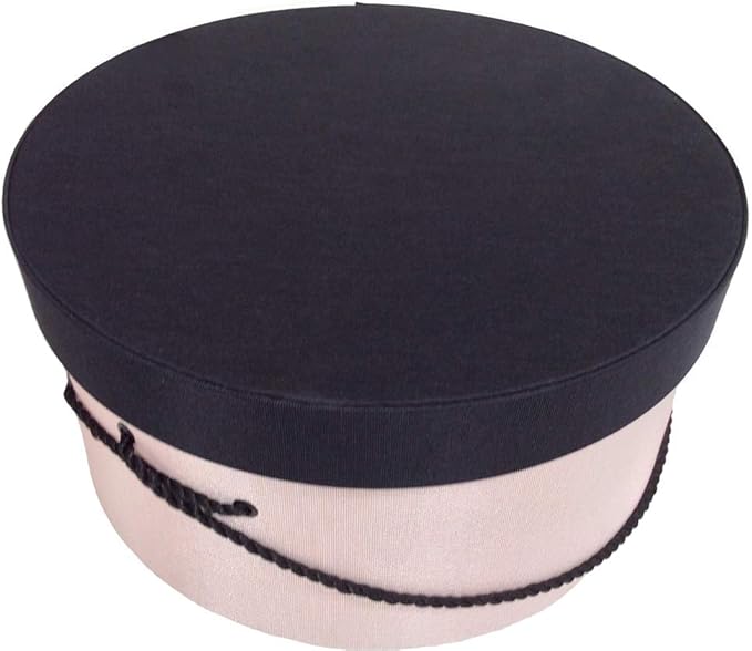 Sarah's Hat Boxes Classic Pink/Black Hat Box – 11" x 5.5" (Dia. x Ht.) Handmade in USA – Odorless Non-Toxic Adhesive, Cording Handle – Premium Storage for Hats & Accessories