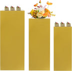 3 PCS Display Pedestal Stand, Metal Display Pedestal Stands Decoration Cube Sculpture Displays Column Square Displays Stands Pillars for Wedding Party Baby Shower Birthday (Gold, 3PCS)