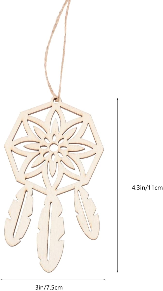 PRETYZOOM Wooden Dream Catcher Pendant 4.33 x 2.95 in with Tassel – Woven Boho Wall Hanging for Bedroom, Dorm & Living Room Decor, for Teens, Women & Gift Giving