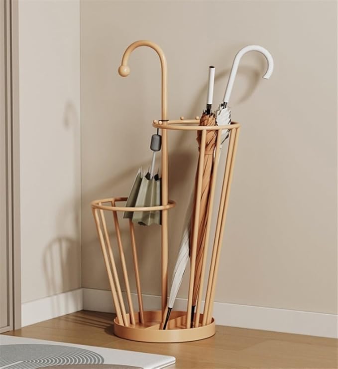 Umbrella Stand, Umbrella Holder, Freestanding Umbrella Basket with Drip Tray, Modern Iron Frame Umbrella Storage, Indoor Umbrella Holder for Entryway(Orange)