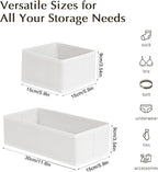 DIMJ Drawer Organizers Clothes, Set of 16 Dresser Organizer Bins, Fabric Closet Organizers and Storage, Shallow Drawer Dividers for Nursery, Clothing, Baby Clothes, Socks, Underwears, Tie (White)