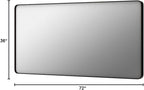LOAAO 72X36 Inch Black Metal Framed Bathroom Mirror for Wall, Matte Black Bathroom Vanity Mirror Farmhouse, Large Rounded Rectangle Mirror, Anti-Rust, Shatter-Proof, Hangs Horizontally or Vertically