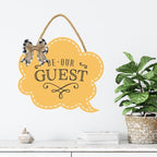 Be Our Guest Sign for Front Door 12'' Bubble Shape Wood Sign Hanging Decor Outdoor sign for Farmhouse porch Wall Pediments Decorations