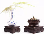 GOLDY&WENDY Oriental Decorative Stand Indoor Wooden Square Vase Plant Ginger Jar Pedestal Display Risers Home Decor Base